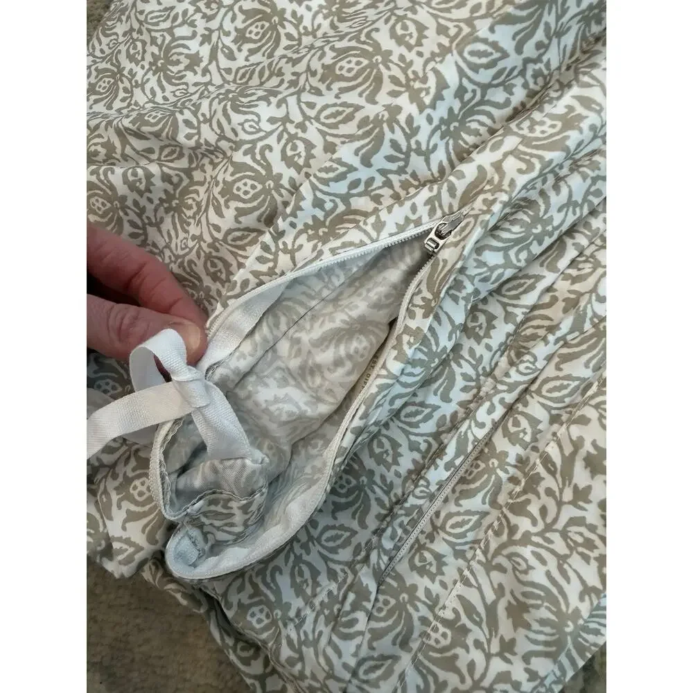BOLL & BRANCH Signature Hemmed DUVET 3 Piece SET White Oak Floral Queen NEW $379